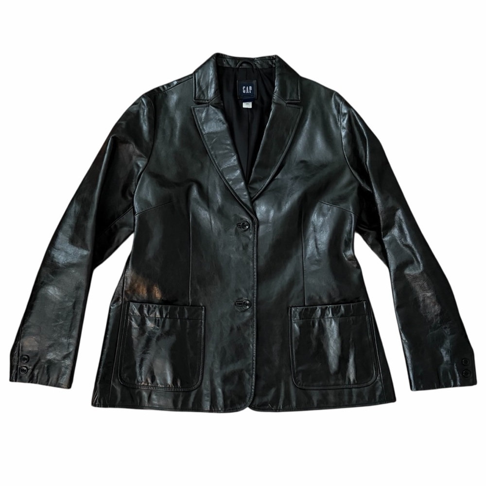 Gap Black Leather Blazer Jacket - image 1